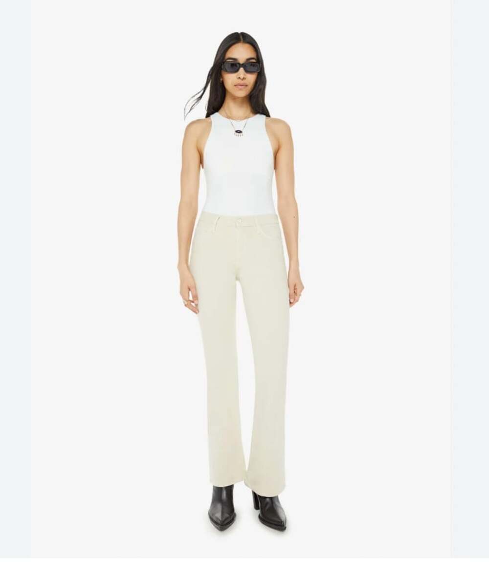 MOTHER Cream Wide Leg Jeans